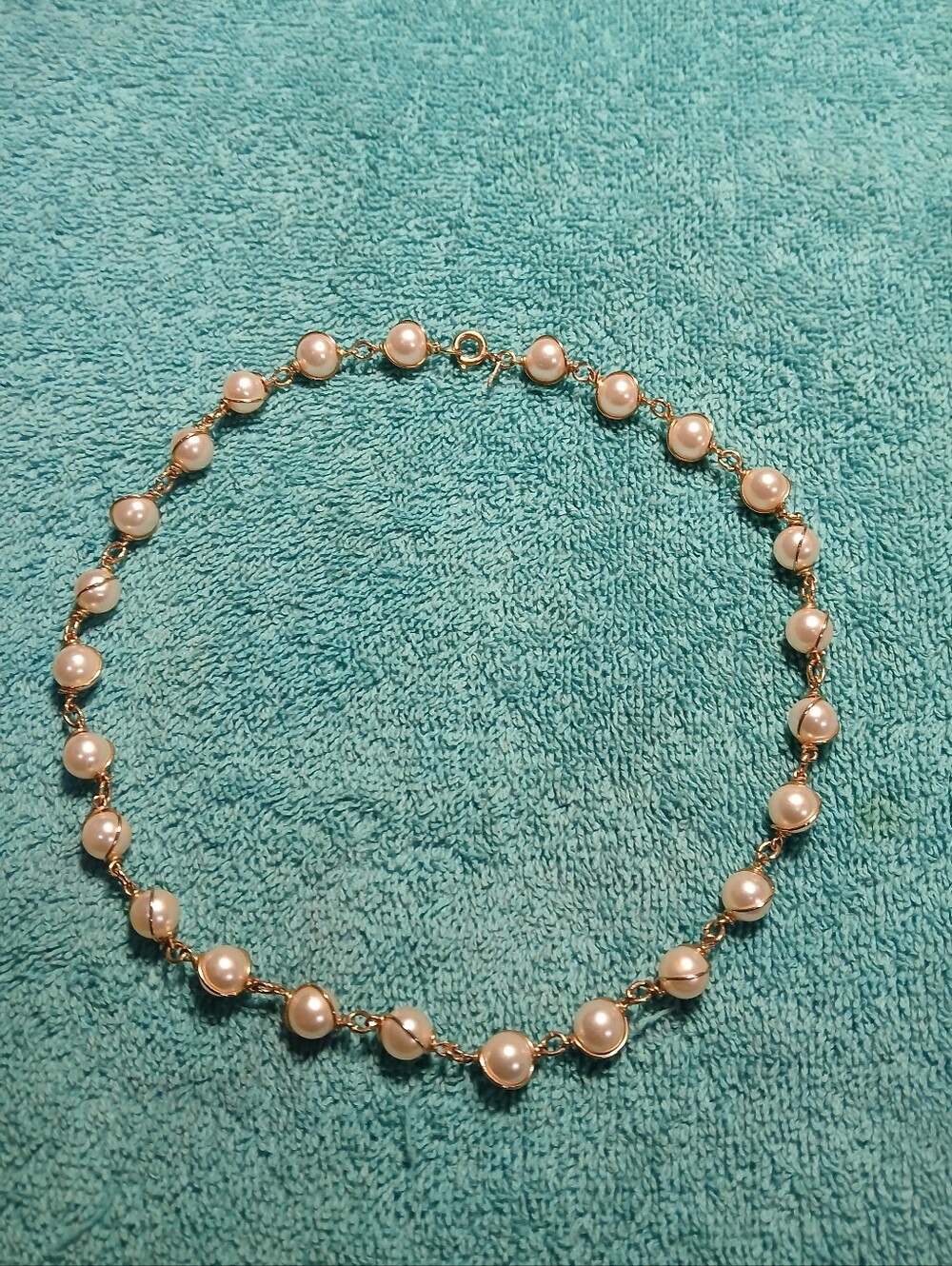 Sarah Coventry Gold-Tone Necklace with White Pearl Stations